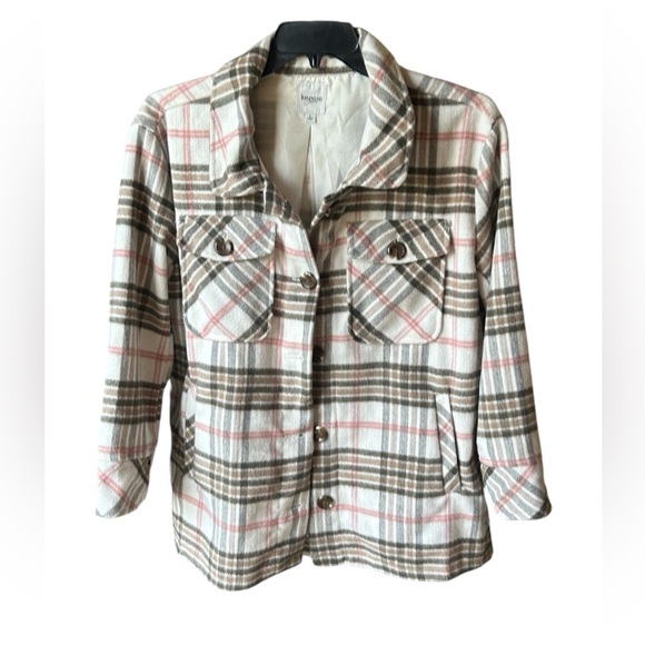 Kenzie Jeans Women's Plaid Button Up Shacket - Picture 1 of 6